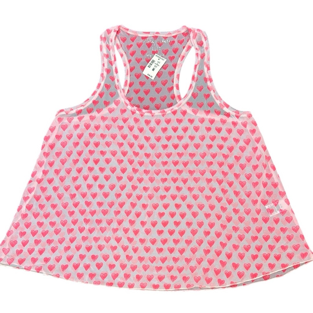 Aeropostale Sheer Hearts Print Tank Top L Original Brand Lightweight Relaxed Fit